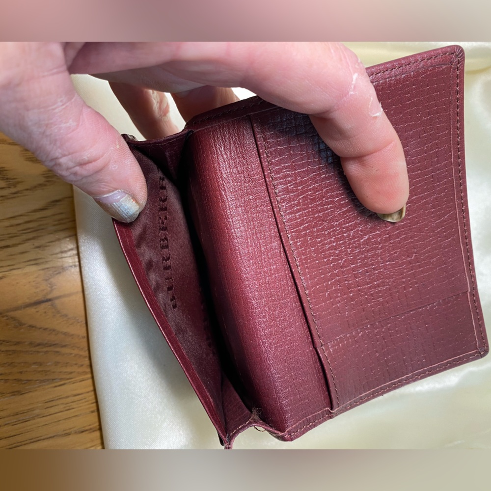 MENS BURBERRY Merlot Croco/LOGO Embossed Card Wallet🔥Like NEW🔥 - Picture 8 of 12